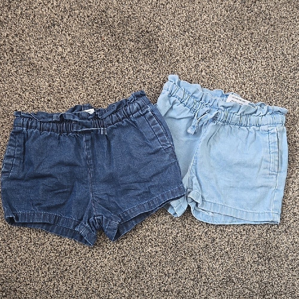 2 PAIRS GIRLS JUMPING BEAN SHORTS lIGHT AND DARK BLUE JEAN